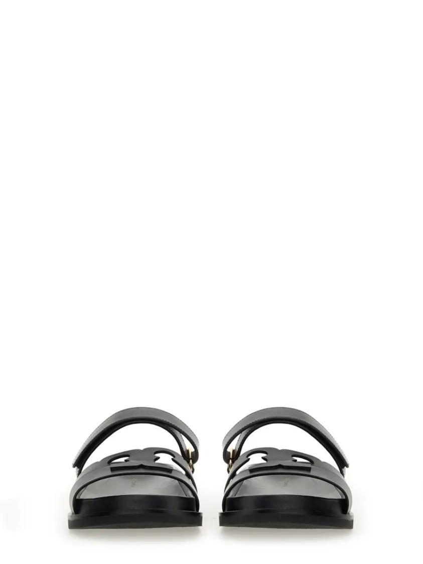 Thumbnail - Tory Burch Sandalen - Cut-Out Design Bovine Leather Sandals - Gr. 7 - in Schwarz - für Damen