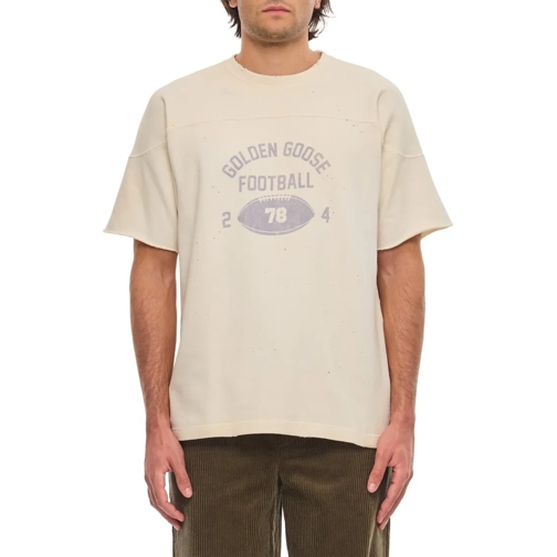 Golden Goose T-Shirts Cotton T-Shirt Football Print White