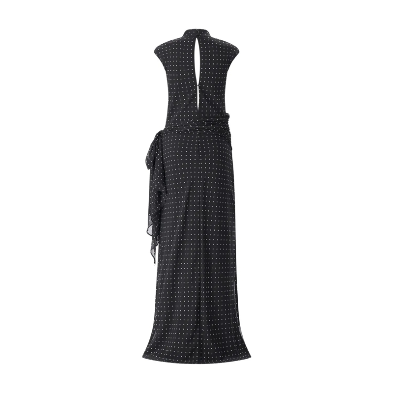 Rotate Maxikleid Polka Dot Maxi Dress With Keyhole Detail Black(Image 3)