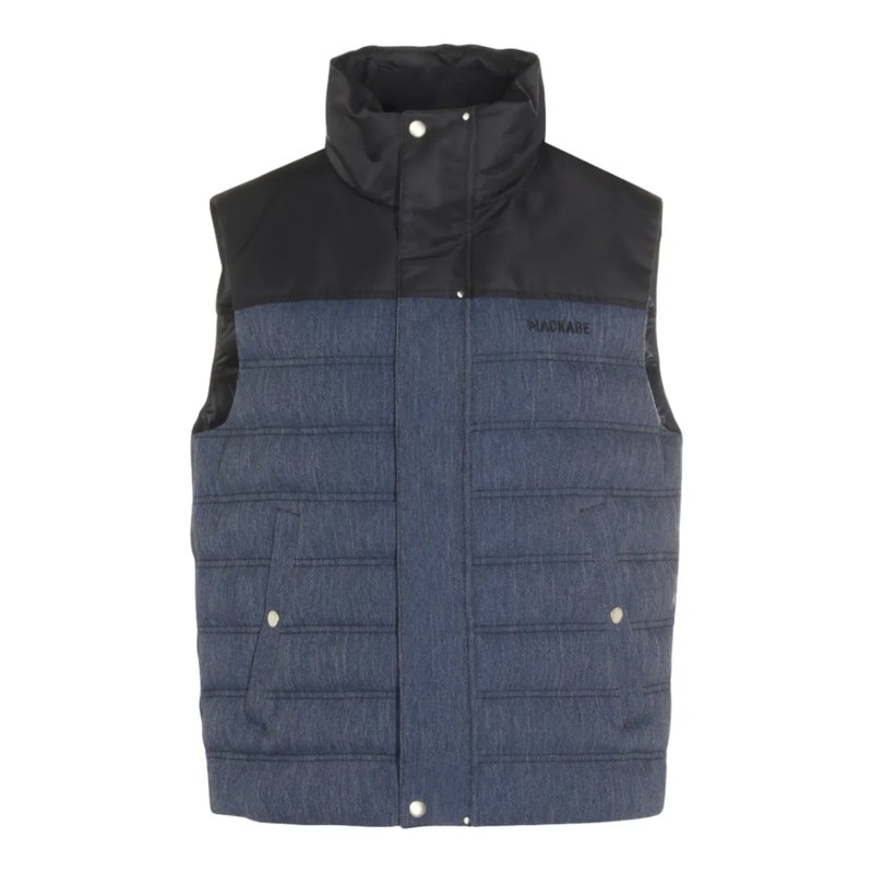 Mackage Doudoune Quilted Casual Vest With Textured Denim Finish Grey