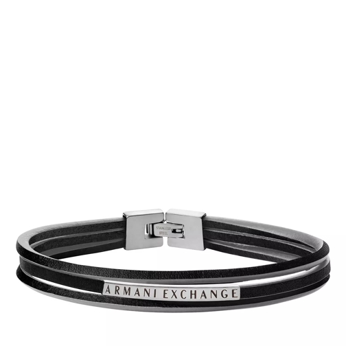 Armani Exchange Leather Multi-Strand Bracelet Black Braccialetti