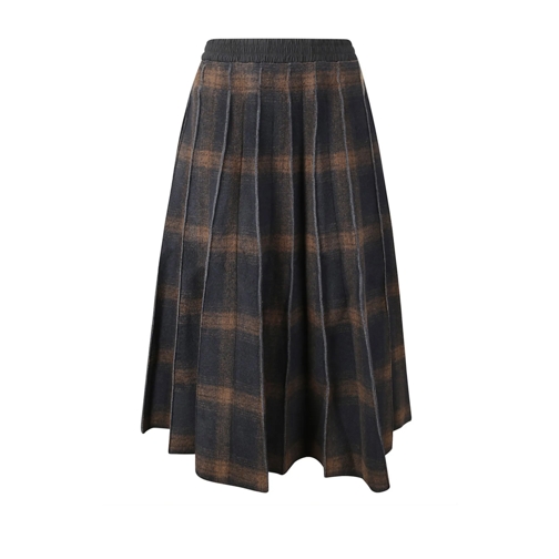 DAWEI STUDIO Midi-Röcke Pleated Wool Skirt Black