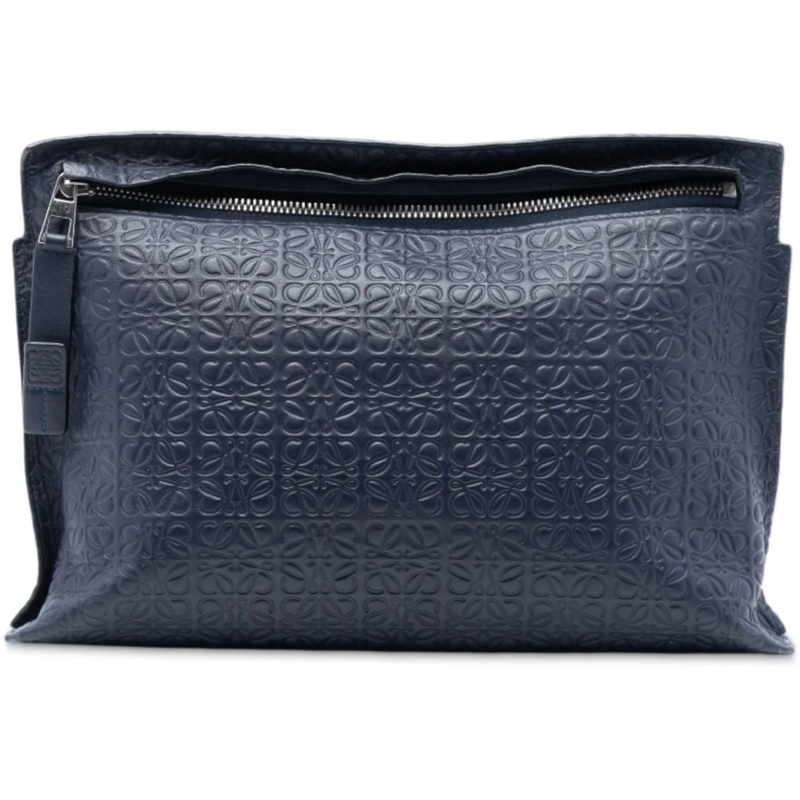 Loewe Clutch Embossed Leather Anagram Repeat T Clutch blau