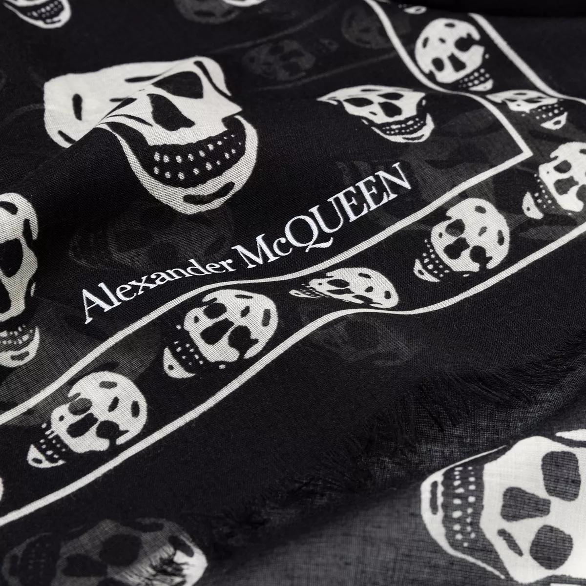 Alexander McQueen Logo Printed Scarf Black Ivory