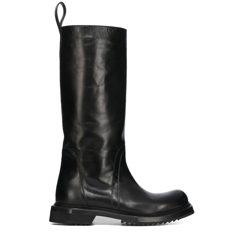 Rick Owens Bottes Tall Black Goat Leather Ankle Boots Black