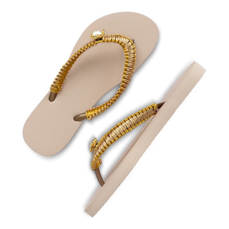 UZURII Flip Flops flip flop Taupe Macrame Switch sand(Image 19)