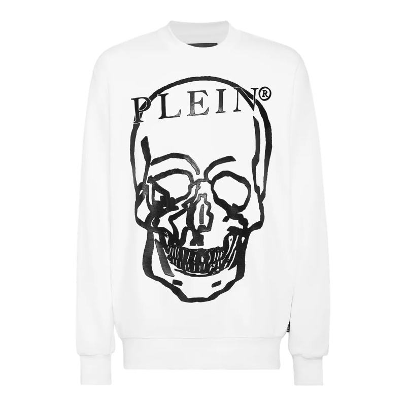 Philipp Plein Top Sweatshirt Skull And Plein weiss