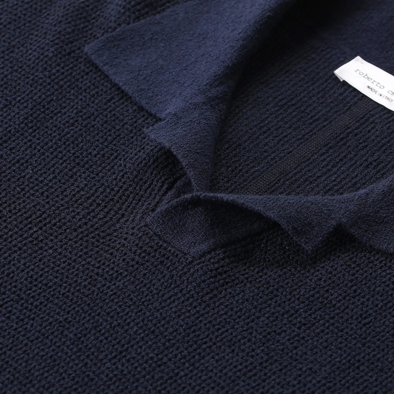 Roberto Collina Poloshirt Poloshirt aus Leinenmix blau(Image 3)