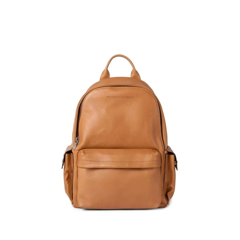 Brunello Cucinelli Rucksack Structured Leather Backpack With Interior Organiza Brown