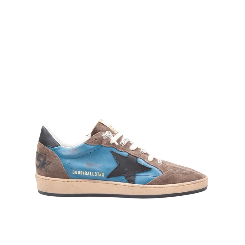 Golden Goose Low-Top-Sneaker Ballstar Suede Sneakers, Grey And Blue Pink