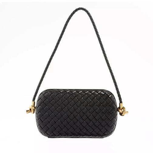Bottega Knot Clutch Shoulder Bag Black Pochette