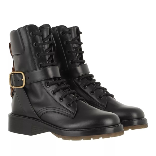 Chloé Ankle Boots Leather Black Schnürstiefel