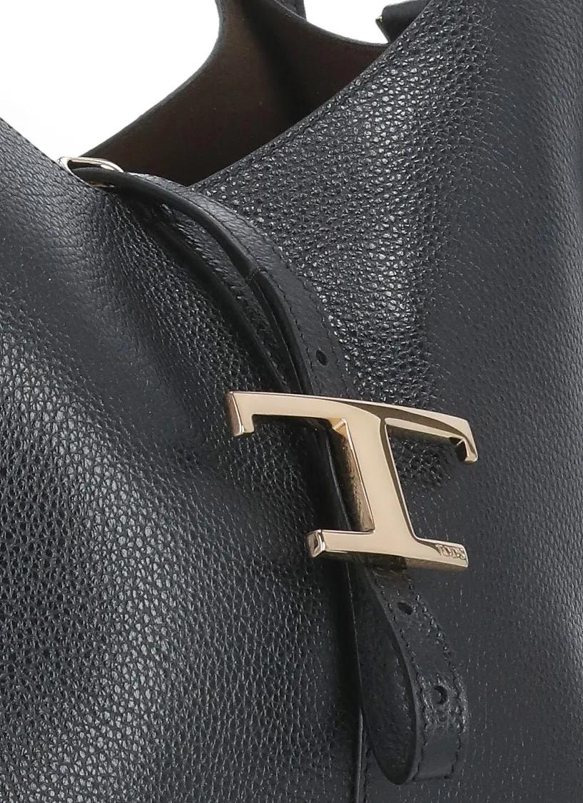 TOD'S Shoppers & Totes Black Leather Shoulder Bag in zwart