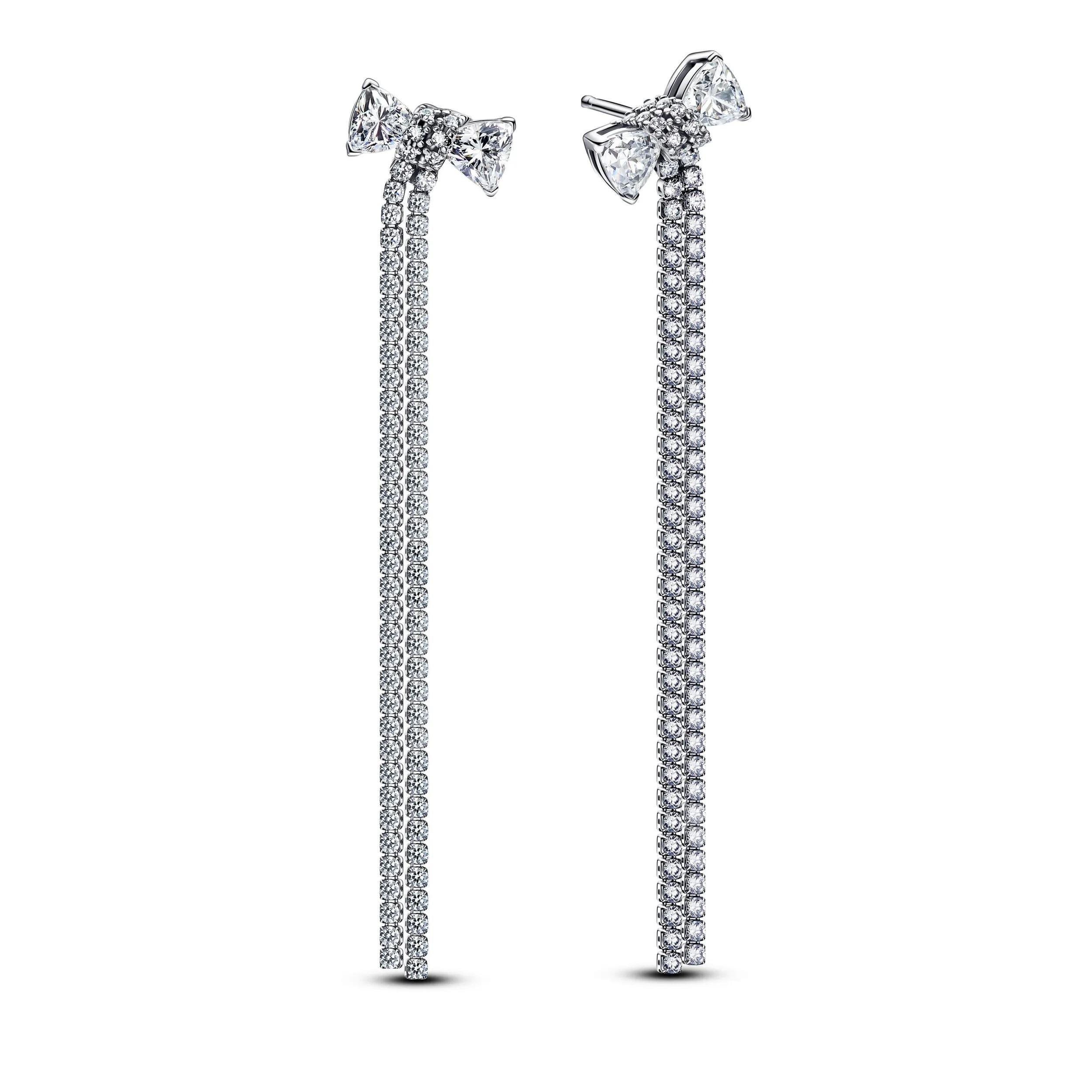 Pandora Women's Silver Earrings - Funkelnde Schleifen-Reihe Ohrringe - Earrings For Unisize
