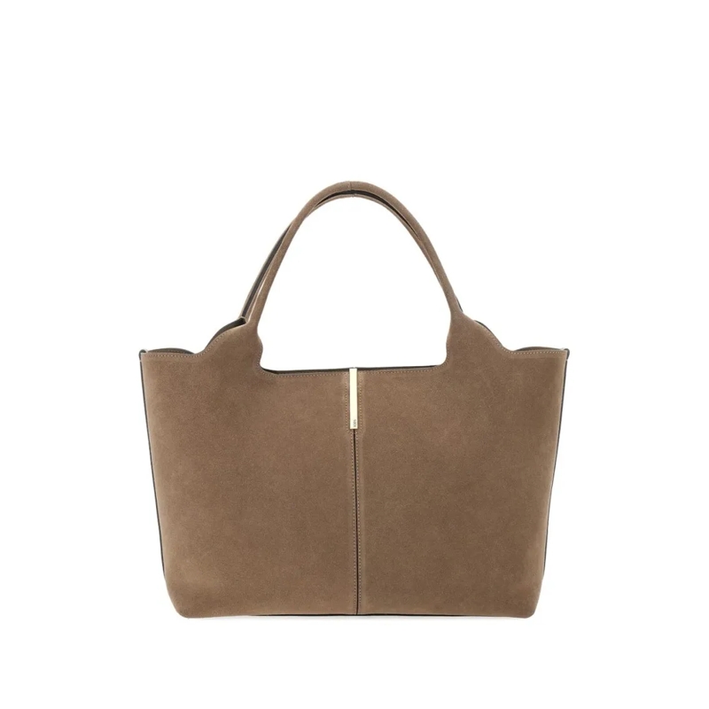 Tod's Schultertasche Structured Suede Handbag With Appliqué Detail Brown