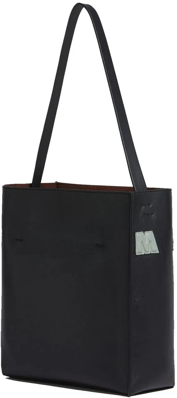Marni Iconische schoudertas van kalfsleer met platte band Black Dames