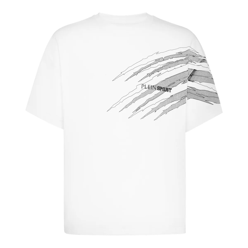 Plein Sport T-Shirt T-Shirt Rundhalsausschnitt Ss Scratch weiss