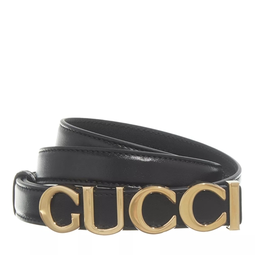 Gucci Buckle Thin Belt Black Leather Dünner Gürtel
