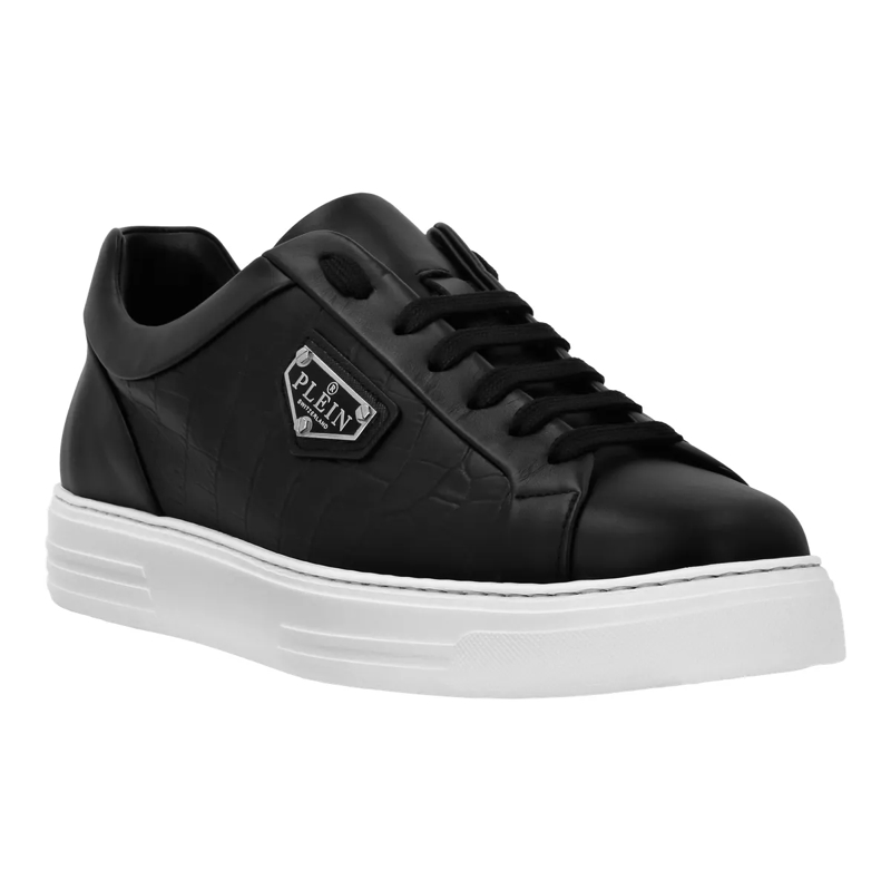 Philipp Plein Low-Top-Sneaker Low-Top Turnschuhe Crocco Print schwarz