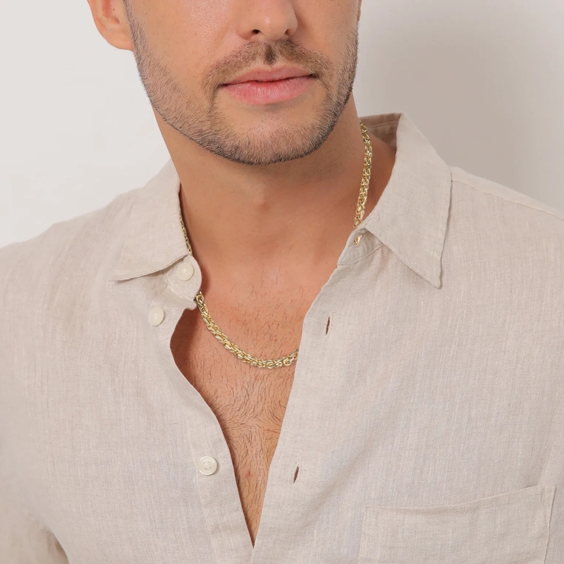 Kuzzoi Mittellange Halskette Halskette Herren Königskette Oxidiert Basic 925 Si gold(Image 7)