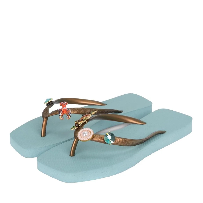 UZURII Flip Flops flip flop Flore Square Grande ocean(Image 3)