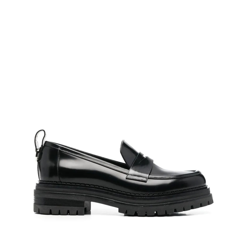 sergio rossi Ballerines Jet Black Leather Slip-On Flats Black