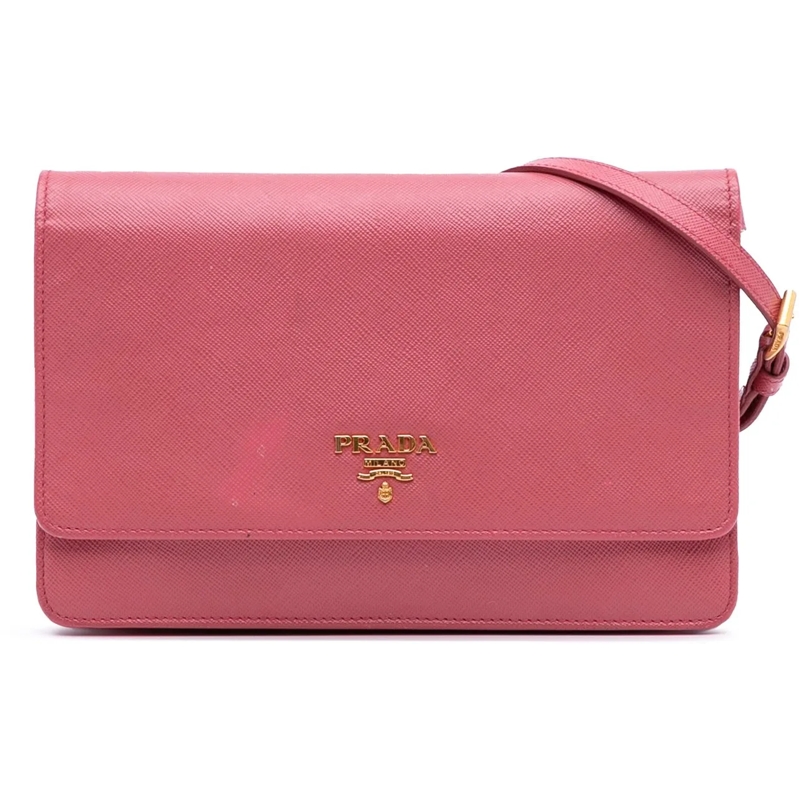 Prada Schultertasche Saffiano Wallet on Strap rose
