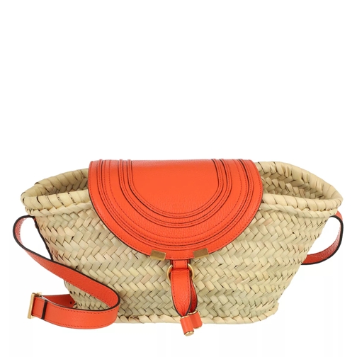 Chloé Small Marcie Basket Bag Hand-Braided Raffia Arrancione Korbtasche