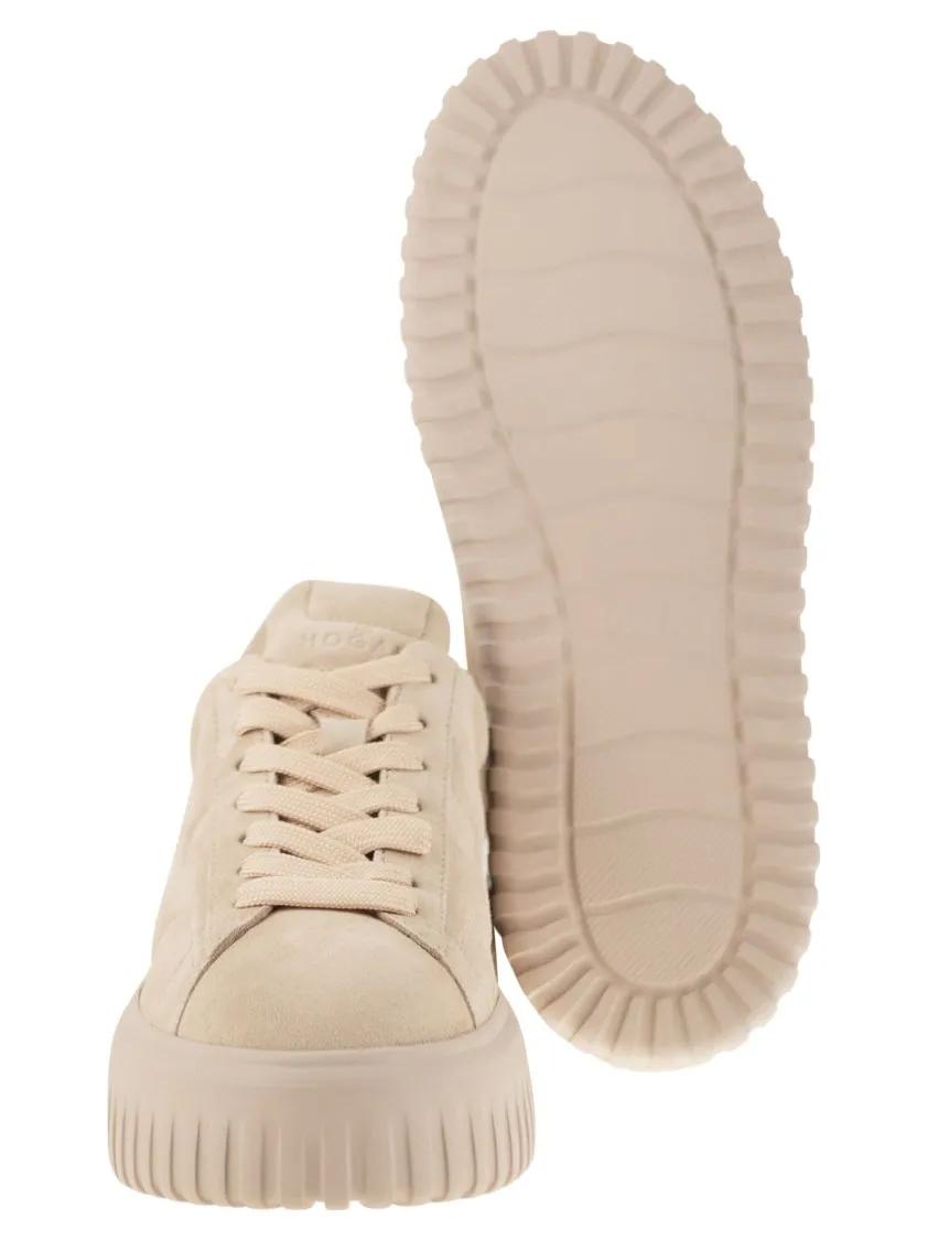 Thumbnail - Hogan Low-Top Sneaker - Suede H-Stripes Sneakers With Memory Foam Cushioni - Gr. 38 (EU) - in Beige - für Damen