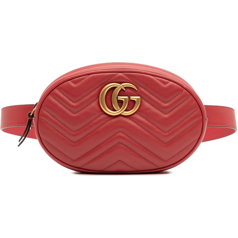 Gucci Sac de ceinture Small GG Marmont Matelasse Leather Belt Bag rot