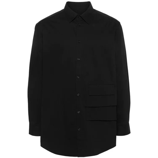 Y-3 Logo-Rubberised Cotton Shirt Black 