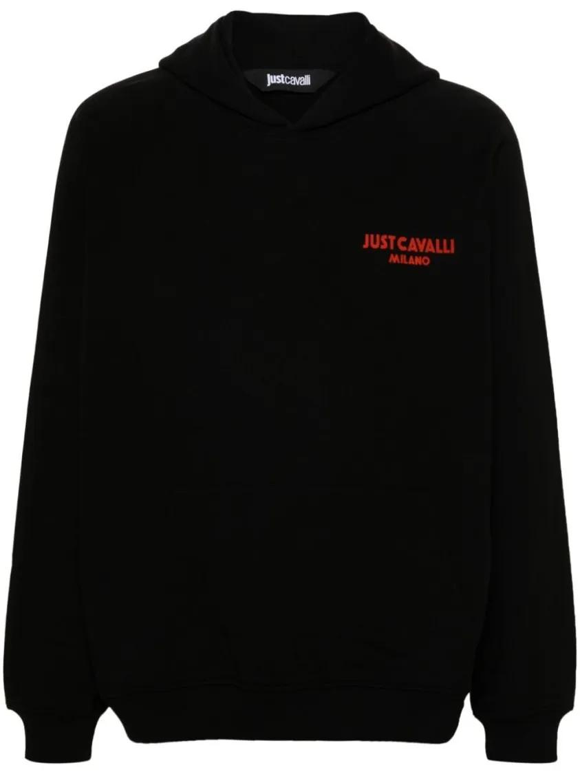 Just Cavalli - Black Cotton Sweatshirt - Größe M - schwarz