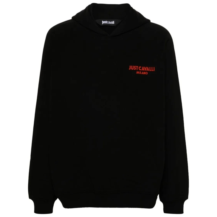 Just Cavalli Black Cotton Sweatshirt Black Hoodie