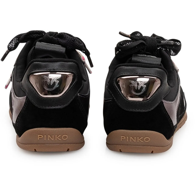Pinko Low-Top-Sneaker Sneaker in pelle e suede con dettagli metallici schwarz(Image 3)