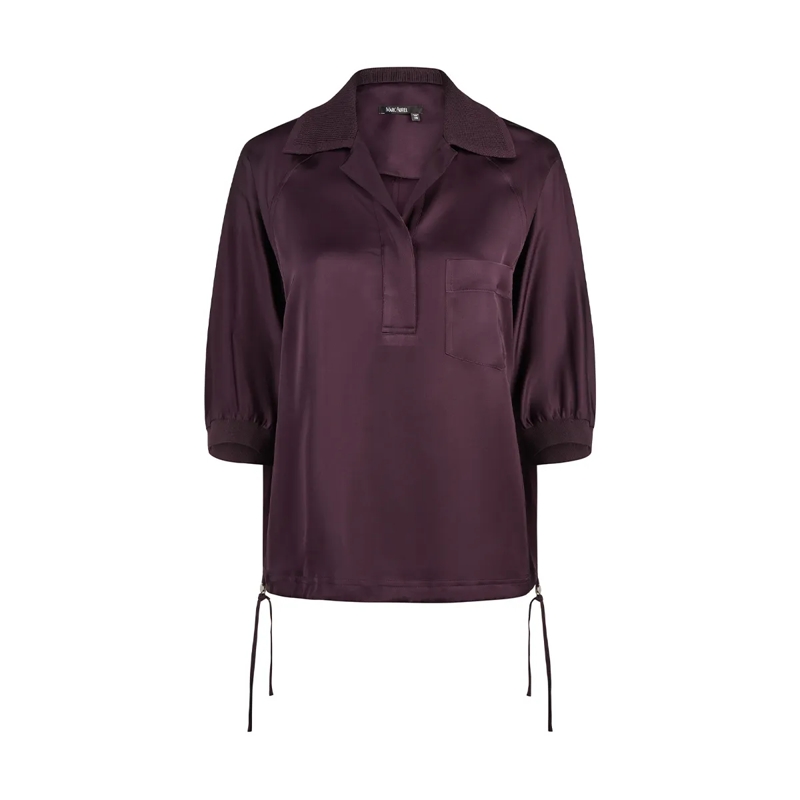 Marc Aurel Bluse Das Poloshirt aus Viskose mit Strickkragen aus fli lila