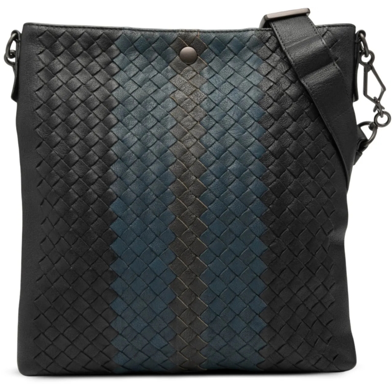Bottega Veneta Sac à bandoulière Tricolor Leather Intrecciato Crossbody schwarz