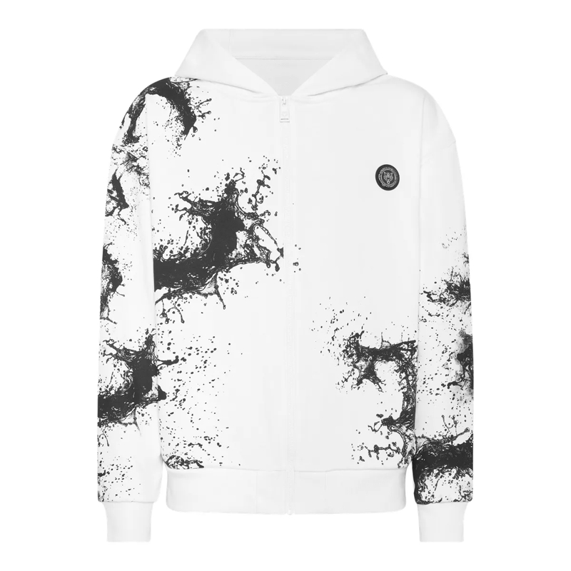 Plein Sport Top Kapuzen-Sweatjacket Splash weiss