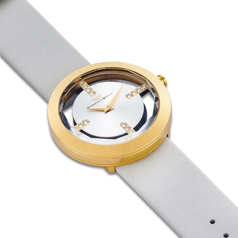 Rhodenwald & Söhne Automatikuhr Damen Armbanduhr Lucrezia Echtleder gold(Image 6)