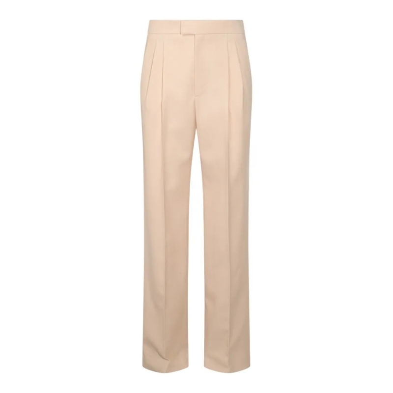 Valentino Garavani Pantalon Tailored White Trousers With Subtle Pleats Neutrals