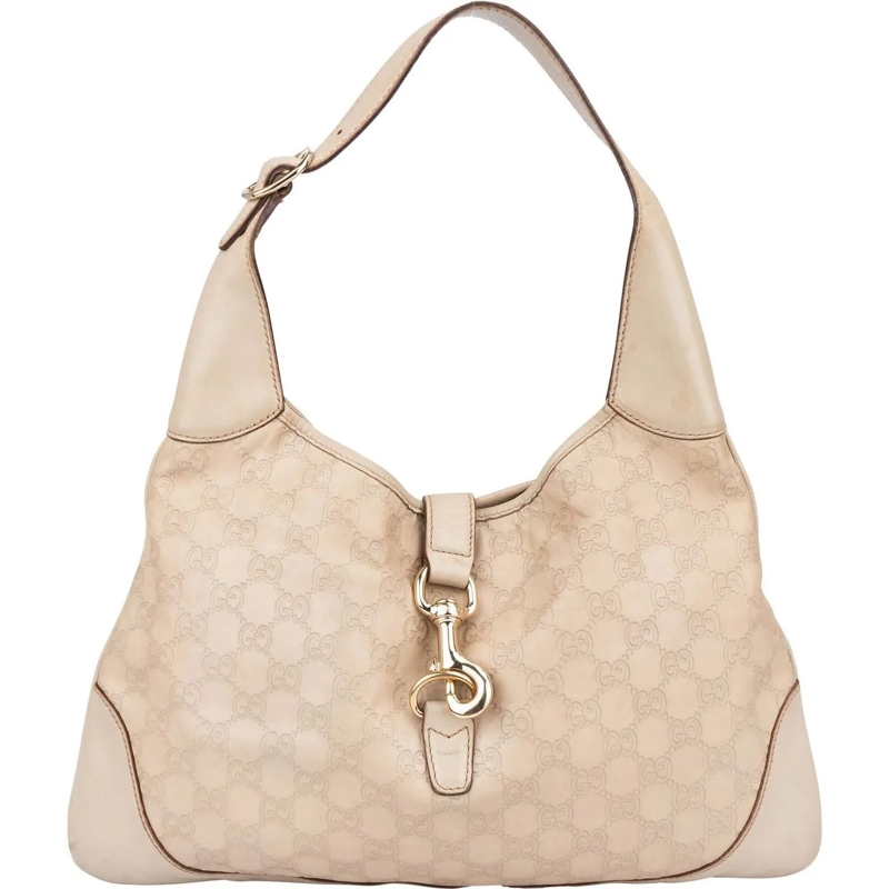 Gucci Schultertasche Gucci Leather GG Monogram Jackie Handbag weiß