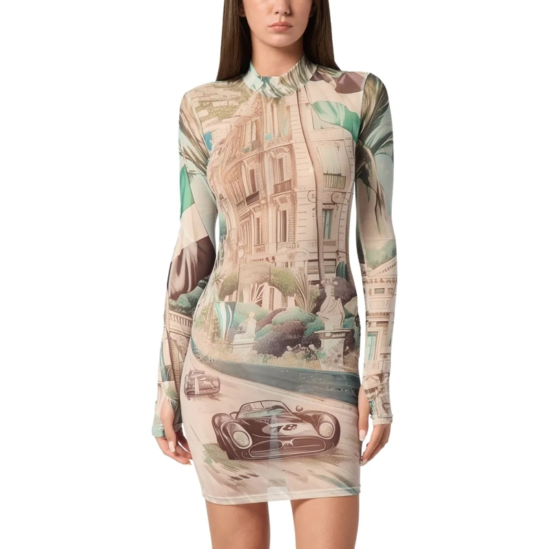 Philipp Plein Maxikleid Kleid Racing bunt(Image 3)
