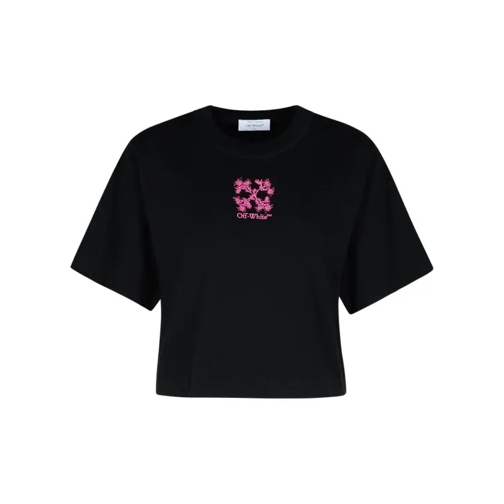 Off-White Crop T-Shirt In Black Cotton Black 