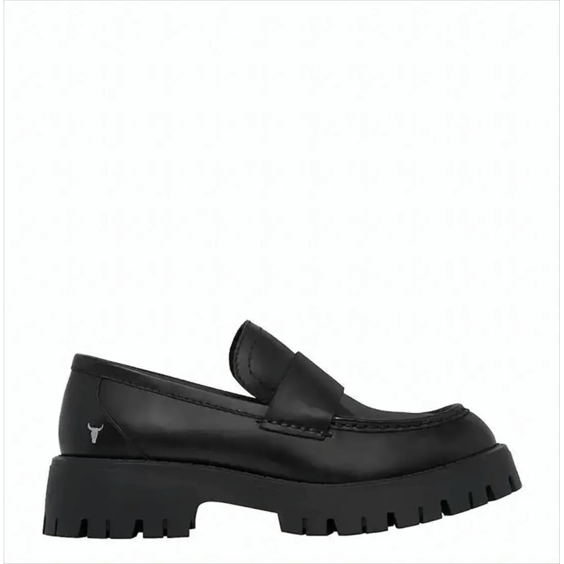 WINDSOR SMITH Balletschoenen Black Leather Platform Loafers White