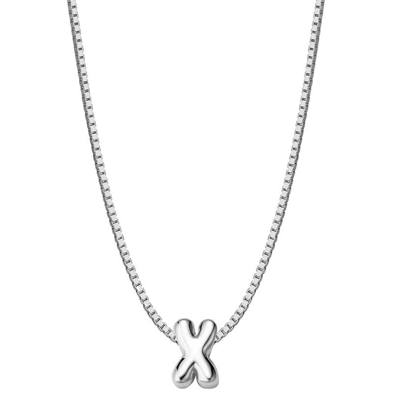 Glanzstücke München Mittellange Halskette Sterling Silber Halskette Buchstabe X silber