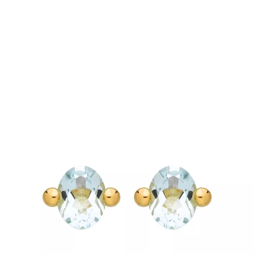 Indygo Corfou Earrings Blue Topaz Yellow Gold Stud