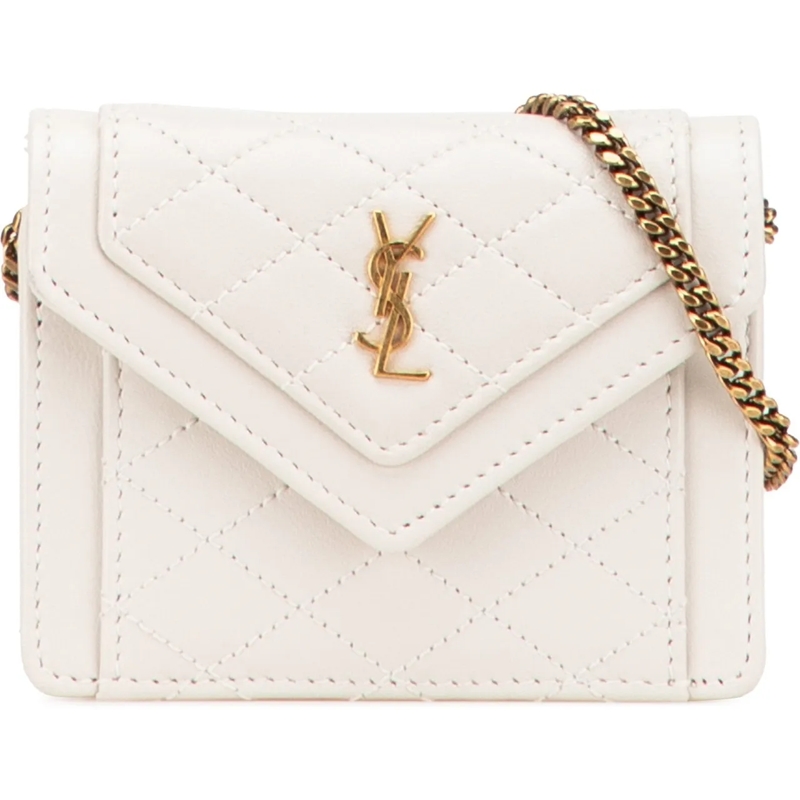 Saint Laurent Sac à bandoulière Micro Quilted Lambskin Monogram Gaby Crossbody weiß