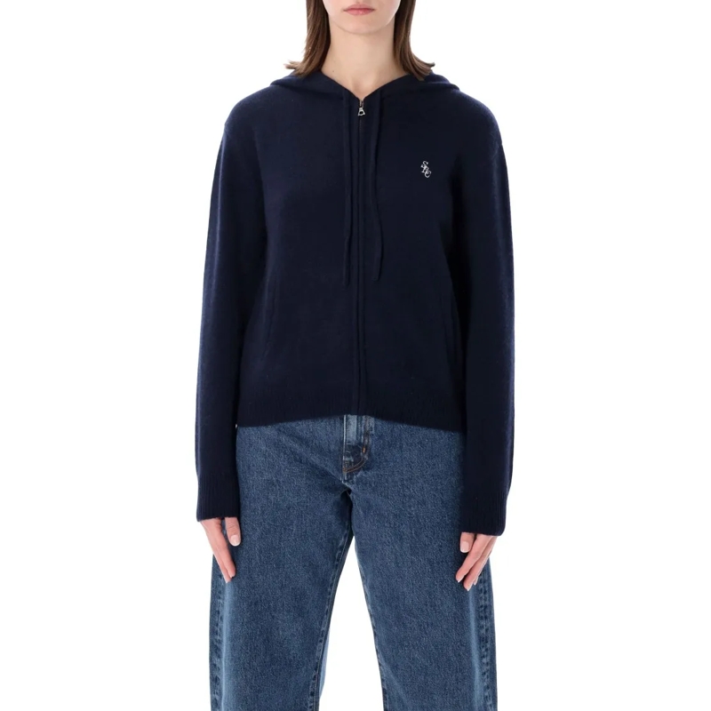 Sporty And Rich  Sporty&Rich Cashmere Navy Zip Hoodie Blue