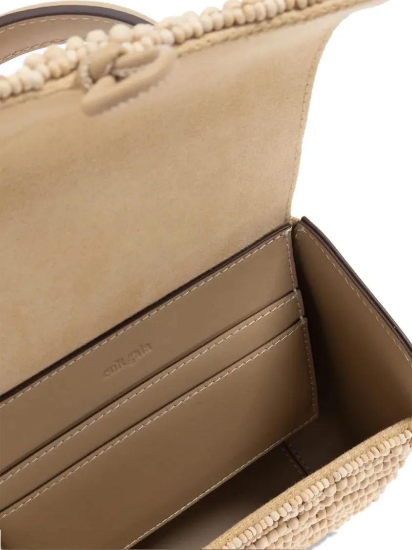Cult Gaia Shoppers & Totes Wood-Bead Embellished Tote Bag in beige