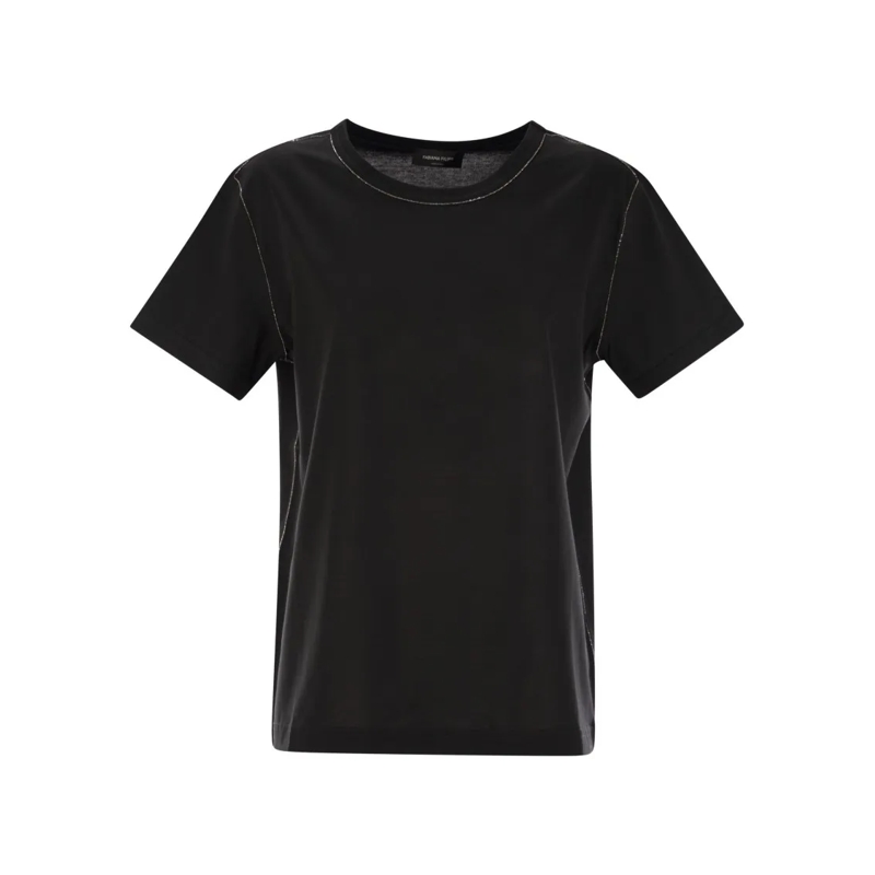 Fabiana Filippi T-shirt Jersey T-Shirt With Diamond Thread Detailing Black