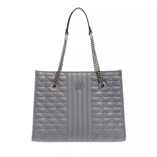 Gucci Medium GG Marmont Shopper Leather Grey Rymlig shoppingväska